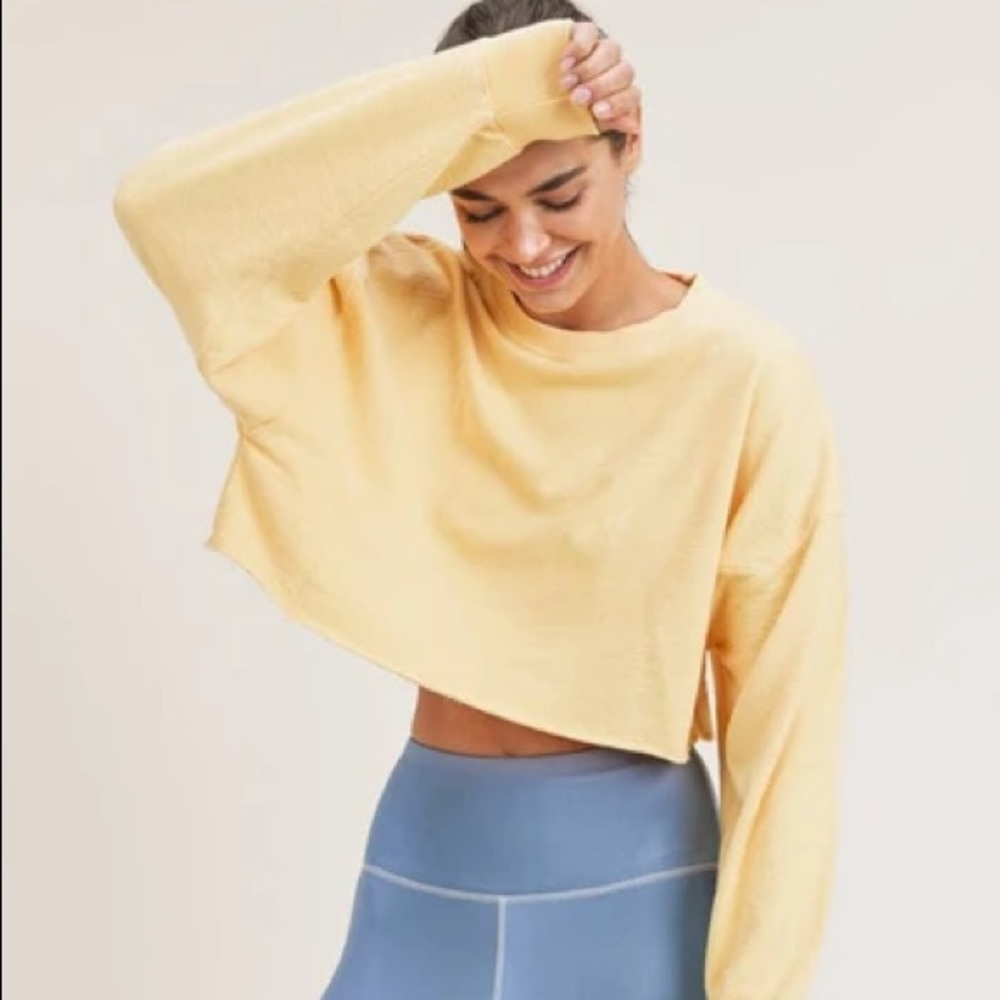 NWT, Mono B Cropped Jacquard Mineral Wash Pullover